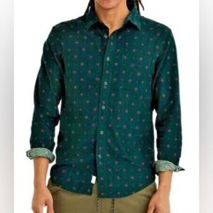 American Eagle Corduroy Buttonup Shirt Size XL Hunter Green Classic Fit Academia